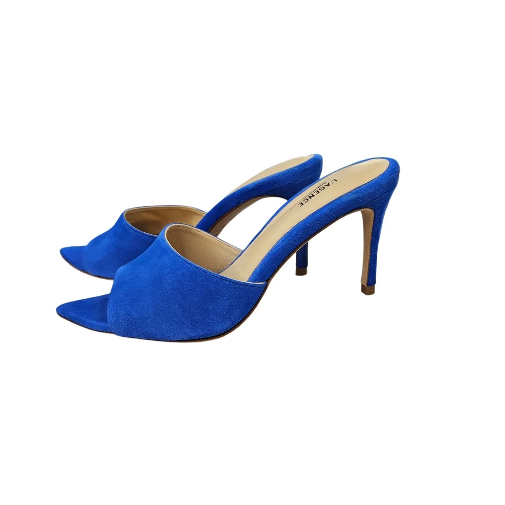 L'AGENCE Lolita II Stiletto Mules In Royal Blue Suede - Picture 9 of 10